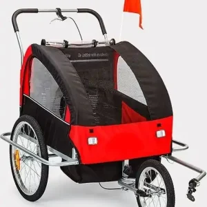 Cykelvagn/joggingvagn med stötdämpare - Röd Billigare