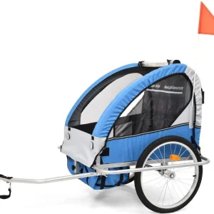 Cykelvagn/joggingvagn med stötdämpare - Blå Endast denna vecka