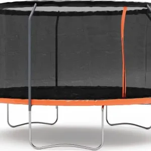 Studsmatta 427 cm svart-orange med skyddsnät barn Nyhet