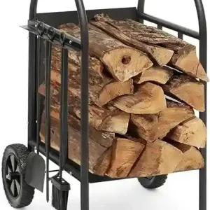 Vedvagn Premium Svart - 43x38x80 cm Snabb leverans