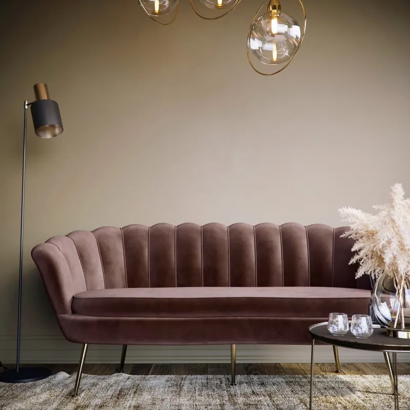 3-sits Sammetssoffa Brun/Mässing Köp nu