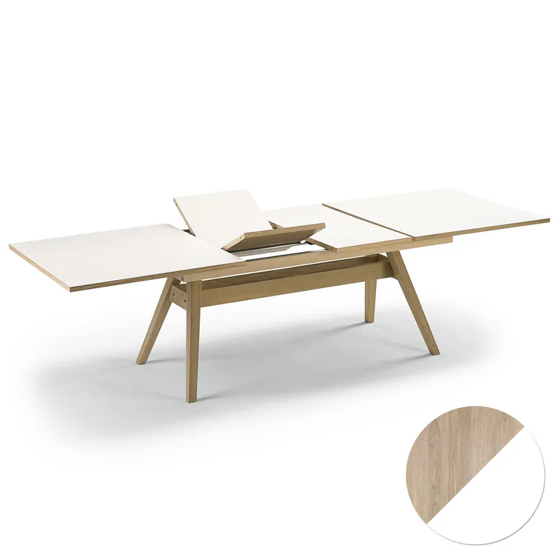 Sm11 Bord Ek Vitolja/Vit Laminat 183-275X100X74Cm Kundfavorit