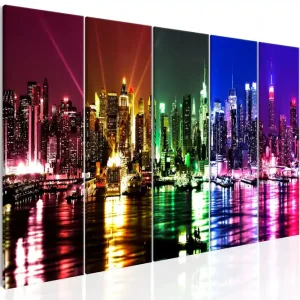 Utförsäljning Tavla Rainbow New York 5 Parts Narrow 200X80 Flerfärgad - Inredning & dekor