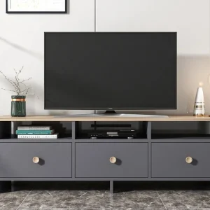 Begränsad tid Tv-bänk 150 cm 3 Skåp 3 Hyllor Antracit/Natur - Möbler