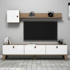 Erbjudande TV-möbelset 35x178 cm Natur/Vit - Möbler