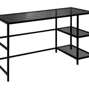 Extra rabatt Sabani Skrivbord 130 cm med Förvaring 2 Hyllor Glas/Rökfärgad/Svart - Möbler