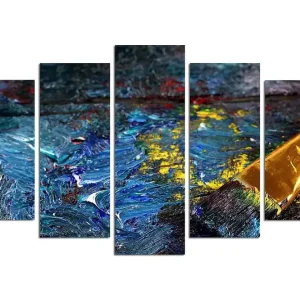 Handla nu Dekorativ MDF-målning 5-Delar 20x60 cm Flerfärgad - Inredning