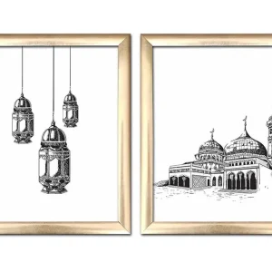 Fynd Tavla Building med Ram 2-pack Flerfärgad 23,5x28,5 cm - Inredning