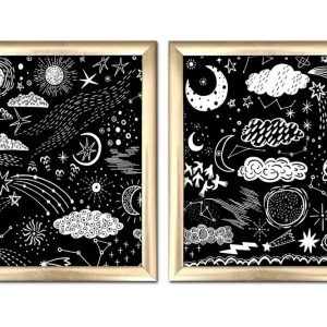 Tavla Astrology med Ram 2-pack Flerfärgad 23,5x28,5 cm - Inredning Erbjudandepris