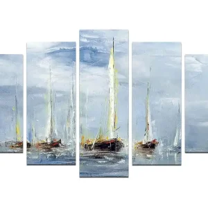 Handla nu Canvastavla Marina 5-pack Flerfärgad 20x60 cm - Inredning