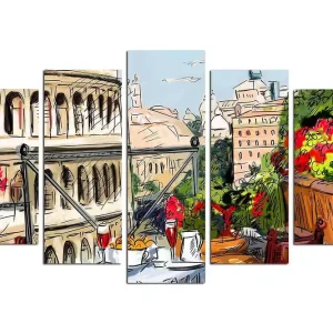 Extra rabatt Canvastavla City 5-pack Flerfärgad 20x60 cm - Inredning