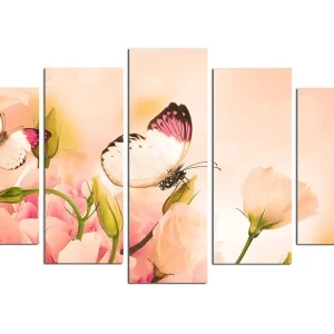 Kampanjpris Canvastavla Animals Butterfly 5-pack Flerfärgad 20x60 cm - Inredning