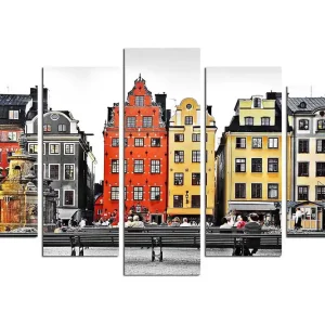 Beställ nu Canvastavla City 5-pack Flerfärgad 20x60 cm - Inredning