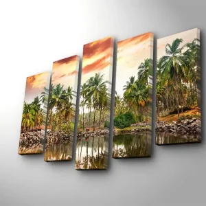 Dekorativ Canvastavla 5-Delar 70x19 cm Flerfärgad - Inredning Rabatter