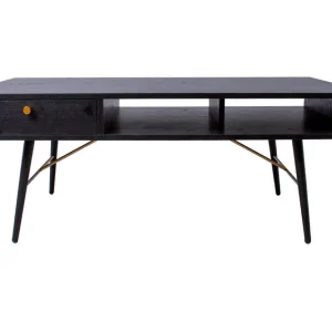 Luxem Soffbord 115 cm med Förvaring Låda + Hylla Svart/Koppar - Möbler Begränsat erbjudande