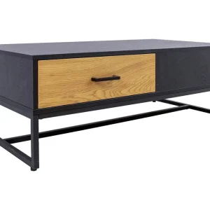 Nauerna Soffbord 110 cm med Förvaring 2 Lådor Ekfärg/Svart - Möbler Begränsad tid