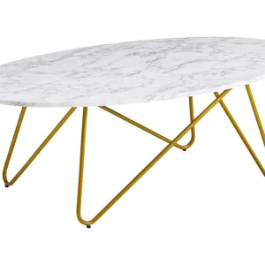 Fynd Wohnling Willowdale Soffbord 120 cm Ovalt Vit/Guld - Möbler