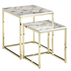 Wohnling Willowdale Satsbord 45 cm Vit/Grå/Guld - Möbler Kundfavorit