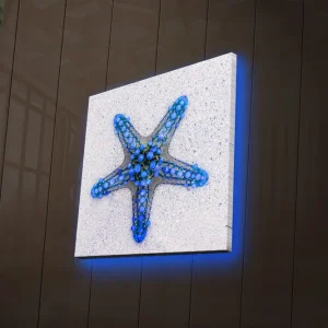 Canvastavla med LED-belysning 28x28 cm - Stjärna av havet i blå nyanser Blå / Ljusblå / Beige - Inredning Premium
