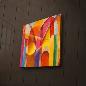 Canvastavla med LED-belysning 40x40 cm - Abstrakt komposition med färgglada geometriska former Röd / Orange / Gul - Inredning Begränsat erbjudande