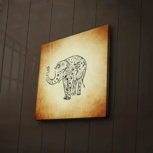 Canvastavla med LED-belysning 40x40 cm - Elefant med detaljerad mönstring Svart / Beige / Brun - Inredning Kundfavorit