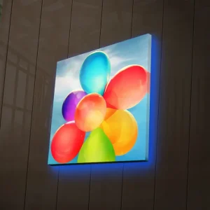 Canvastavla med LED-belysning 28x28 cm - Färgglad samling av ballonger Röd / Blå / Grön - Inredning Lägg i varukorgen