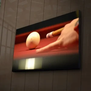 Nedsatt pris Canvastavla med LED-belysning 45x70 cm - Ägg på ett biljardbord med en hand som pekar mot det Röd / Beige / Brun - Inredning