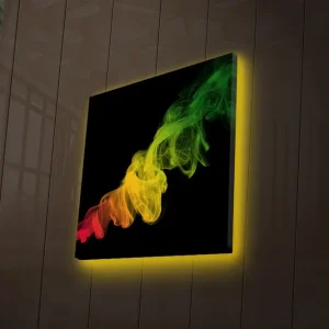 Rea Canvastavla med LED-belysning 28x28 cm - Färgglad rökformation i röda, gula och gröna nyanser Röd / Gul / Grön - Inredning