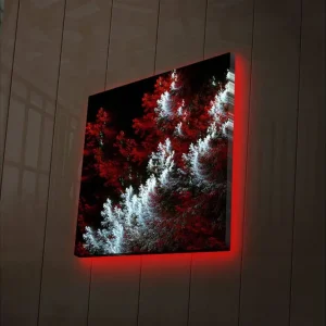 Begränsad tid Canvastavla med LED-belysning 28x28 cm - Ljus och mörk skog med röda och vita inslag Röd / Vit - Inredning