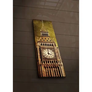 Canvastavla med LED-belysning 90x30 cm - Storslagen klocktorn med detaljerad arkitektur Guld / Brun / Beige - Inredning Kundfavorit