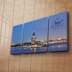 Dekorativ Canvasmålning med Klocka 3 Delar Flerfärgad - Inredning Sänkt pris