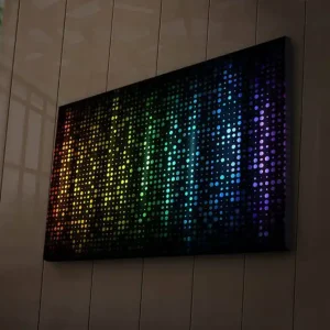 Canvastavla med LED-belysning 45x70 cm - Färgglad abstrakt komposition med prickar i olika nyanser Svart / Blå / Grön - Inredning Nyhet