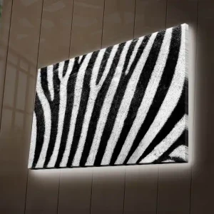 Fynd Canvastavla med LED-belysning 45x70 cm - Zebra med kontrasterande svarta och vita ränder Svart / Vit - Inredning