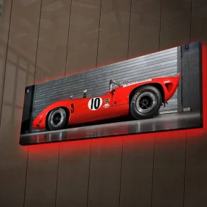 Canvastavla med LED-belysning 30x90 cm - Sportbil i röd färg med nummer 10 på sidan Röd / Svart - Inredning Endast denna vecka