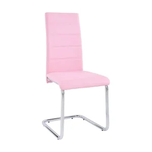 Loft24 Aleia Matstol Konstläder 4-pack Rosa/Krom - Möbler Fri frakt