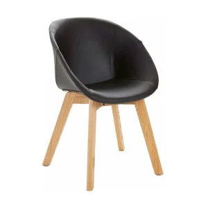 Loft24 Berton Matstol Konstläder 2-pack Svart/Ek - Möbler Rabatter