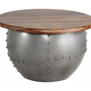 Begränsad tid Loft24 Khalsa Soffbord 75 cm Runt Mangoträ/Valnötsbrun - Möbler