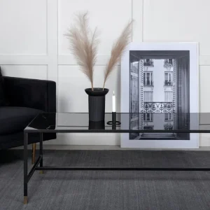 Beställ nu Venture Home Dipp Soffbord 130 cm Marmormönster Glas/Svart/Mässing - Möbler