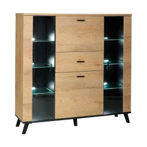 Billigare John Skänk 131x40x131 cm Beige/Svart/Brun - Förvaring