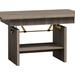 Kanej Soffbord 116 cm Höj- och Sänkbar med Förvaring Hylla Beige/Grå - Möbler Begränsat antal