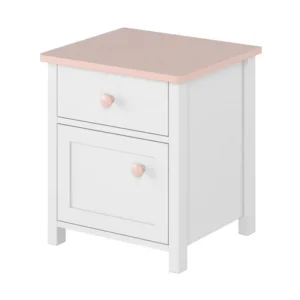 Utförsäljning Hilts Sängbord Barn 42 cm med Förvaring Låda + Skåp Vit||Pink - Möbler