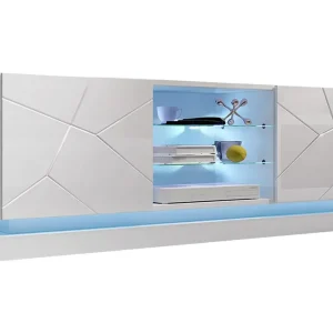 Rabatt Qiu TV-bänk 40x160 cm LED-belysning Vit/Högglans - Möbler