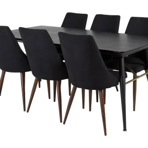 Köp online Venture Home Irunea Förlängningsbar Matgrupp 180cm inkl 6 Campomar Stolar Svart/Brun - Möbler
