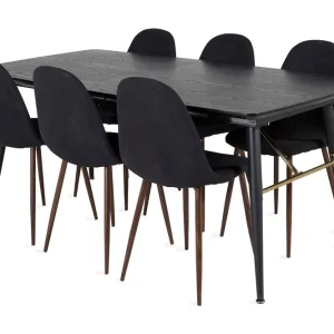 Outlet Venture Home Irunea Förlängningsbar Matgrupp 180 cm inkl 6 Ypas Stolar Svart/Brun - Möbler
