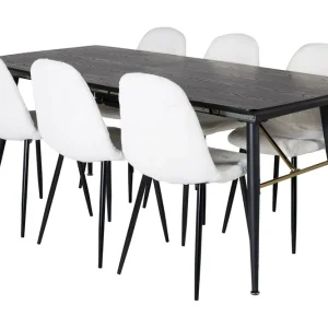 Outlet Venture Home Irunea Förlängningsbar Matgrupp 180 cm inkl 6 Ypas Stolar Svart/Vit - Möbler