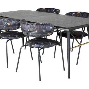 Trygg betalning Venture Home Irunea Förlängningsbar Matgrupp 180cm inkl 4 Arcarazo Stolar Svart/Flerfärgad - Möbler