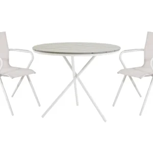 Bästa pris Venture Home Parma Matgrupp Rund Ø90cm + 2 Alina Matstolar Svart Svart - Utemöbler