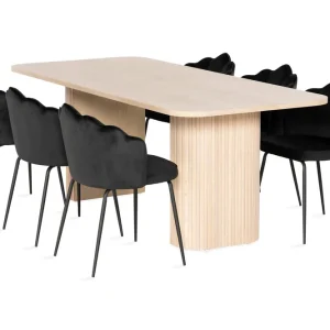 Begränsat antal Bark Kopparbo Matgrupp 200 cm inkl 6 Broddhult Stolar Vit/Svart - Möbler