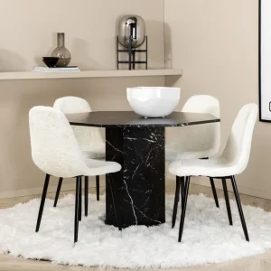 Endast denna vecka Venture Home Marbs Matgrupp 110 cm Rund inkl 4 Pontus Stolar Svart/Vit - Möbler