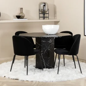Erbjudandepris Venture Home Marbs Matgrupp 110 cm Rund inkl 4 Foyos Stolar Svart - Möbler